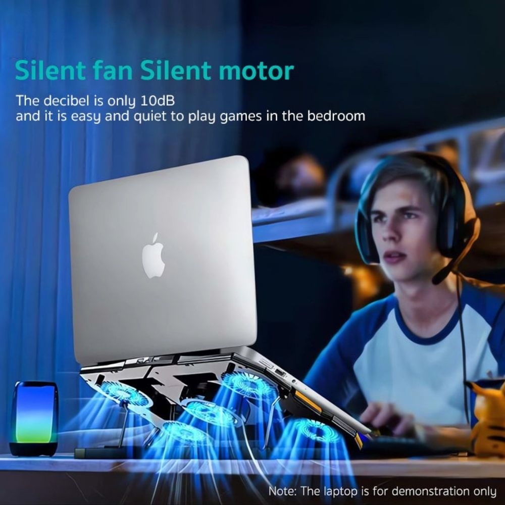 Premium Laptop Cooling Pad RGB 6 Fan Adjustable Gaming Notebook Cooler Ergonomic Heat Dissipation Stand