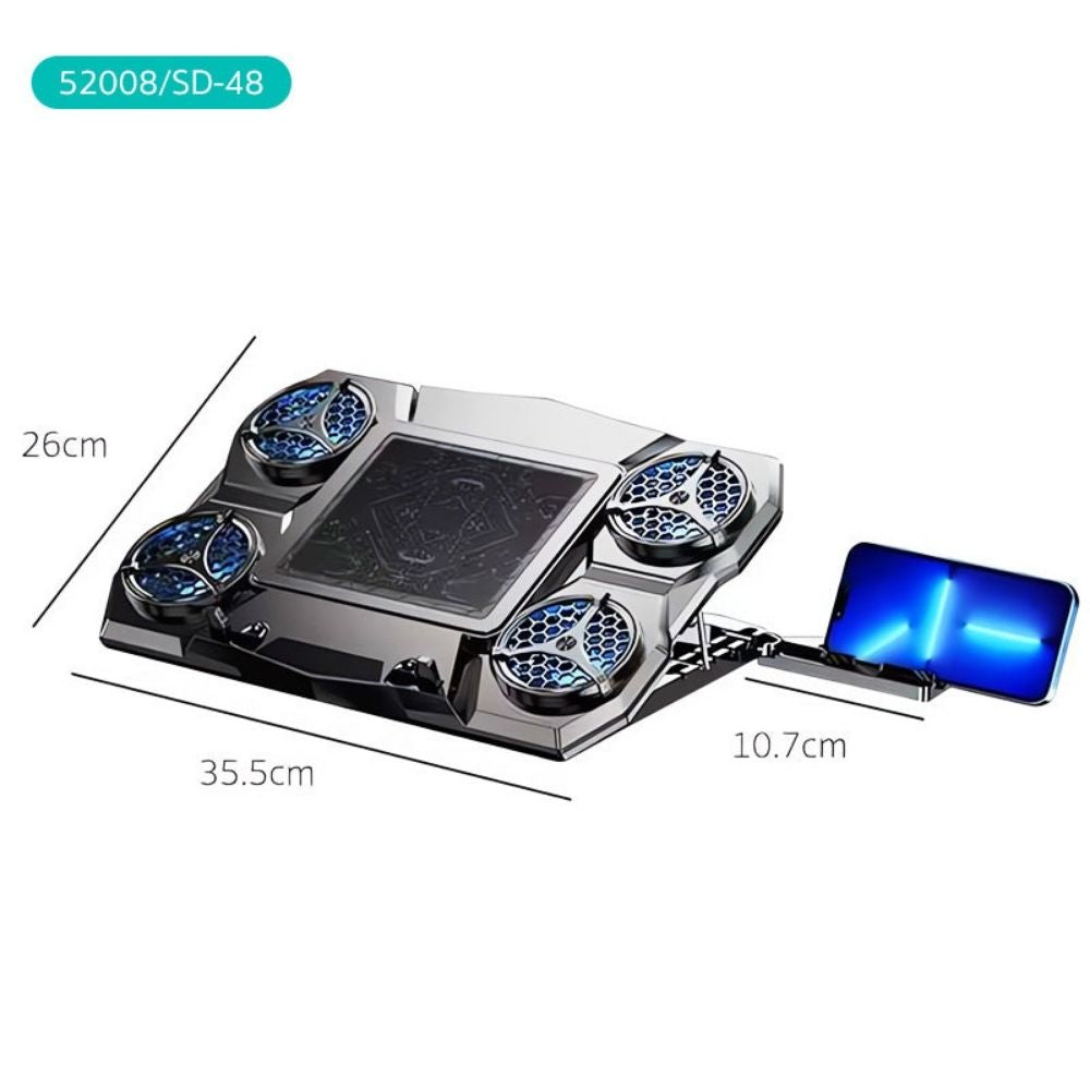 Premium Laptop Cooling Pad RGB 6 Fan Adjustable Gaming Notebook Cooler Ergonomic Heat Dissipation Stand