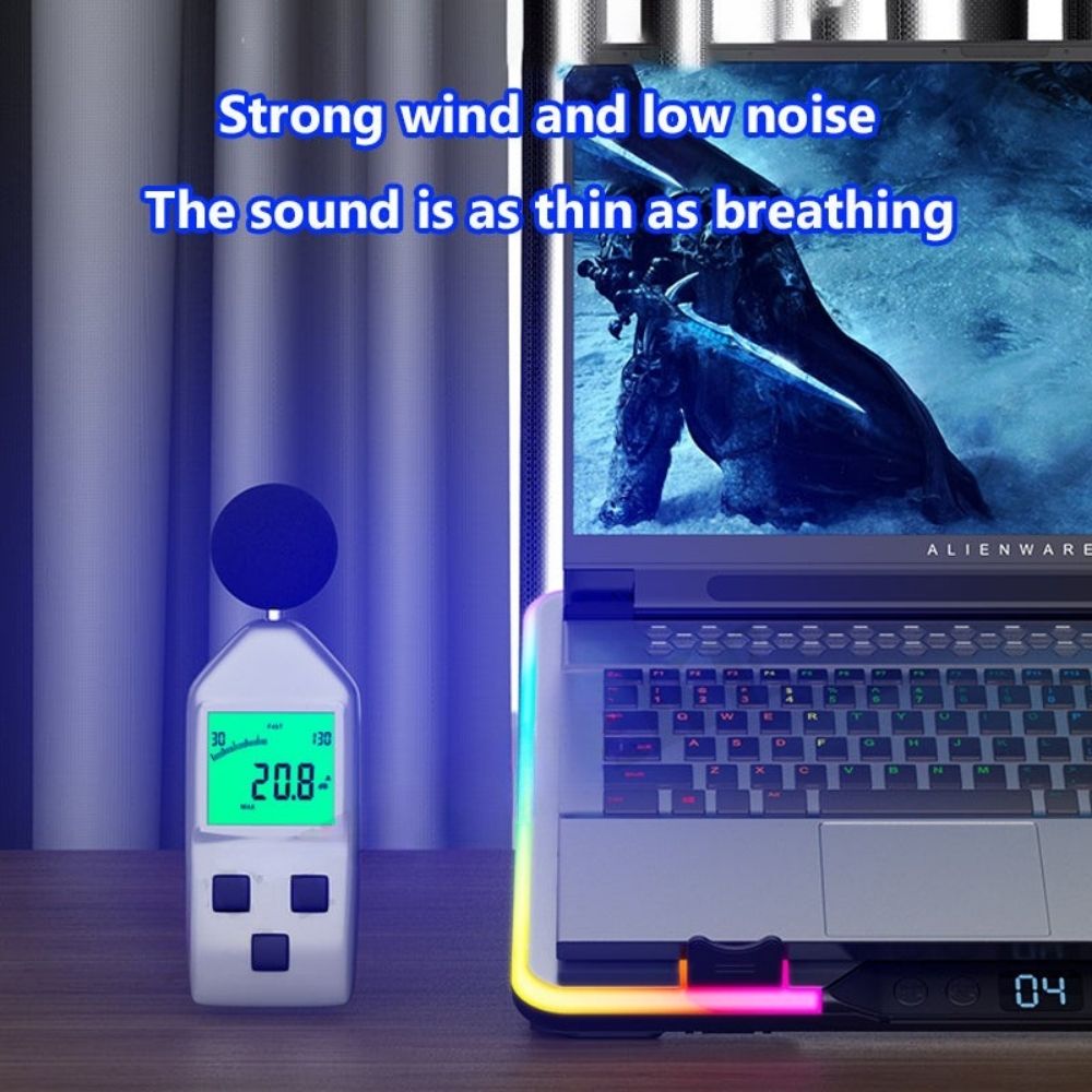 Premium Laptop Cooling Pad RGB 6 Fan Adjustable Gaming Notebook Cooler Ergonomic Heat Dissipation Stand