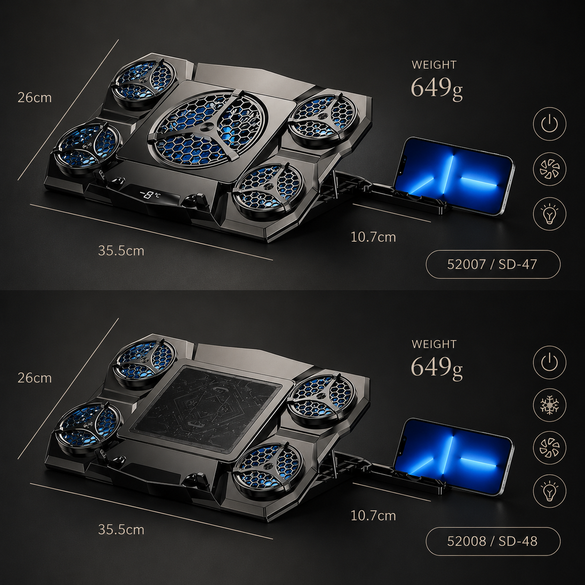 Premium Laptop Cooling Pad RGB Gaming Notebook Cooler Adjustable 6 Fan Heat Dissipation Stand Ergonomic Laptop Cooler Airflow Support Platform