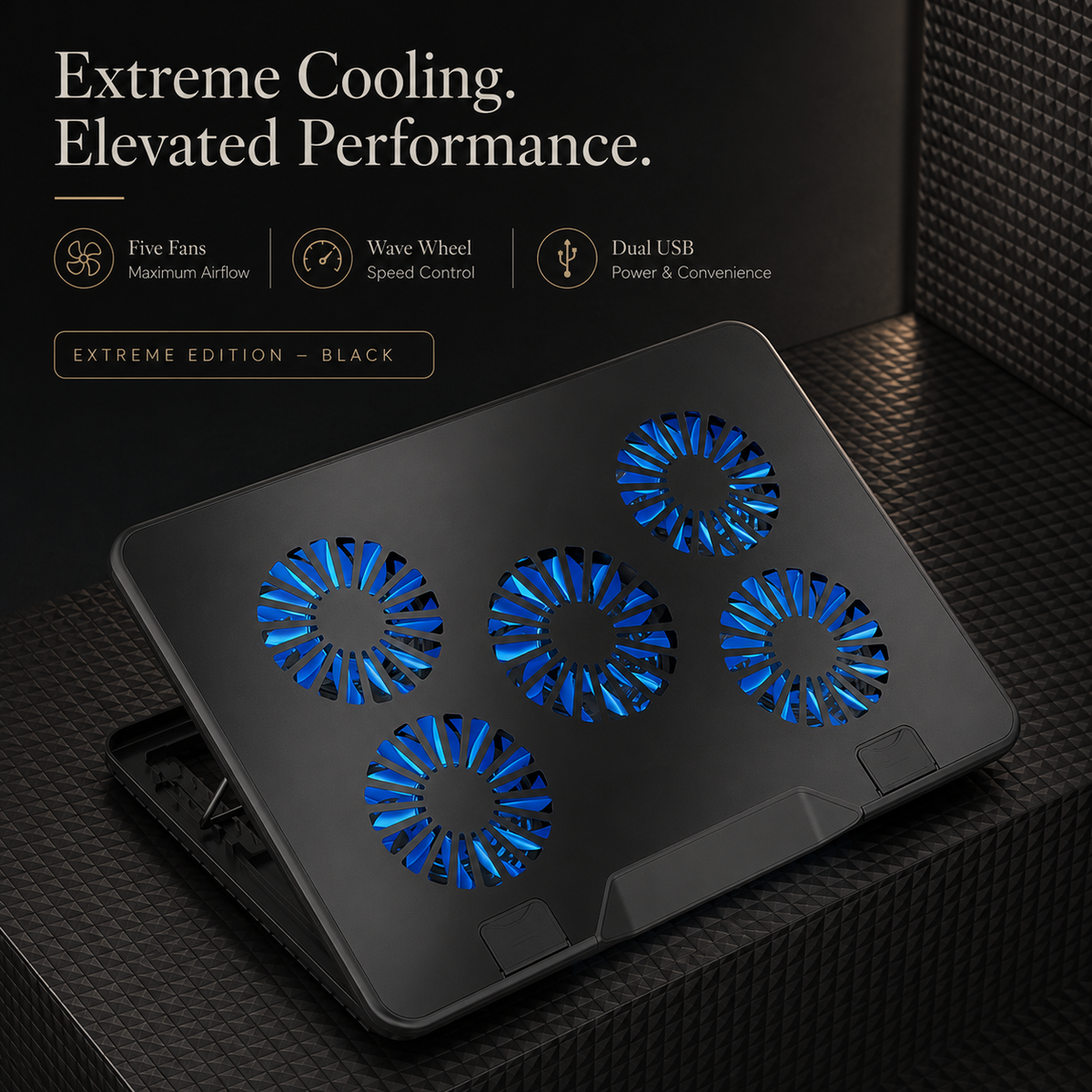 Premium Laptop Cooling Pad RGB Gaming Notebook Cooler Adjustable 6 Fan Heat Dissipation Stand Ergonomic Laptop Cooler Airflow Support Platform