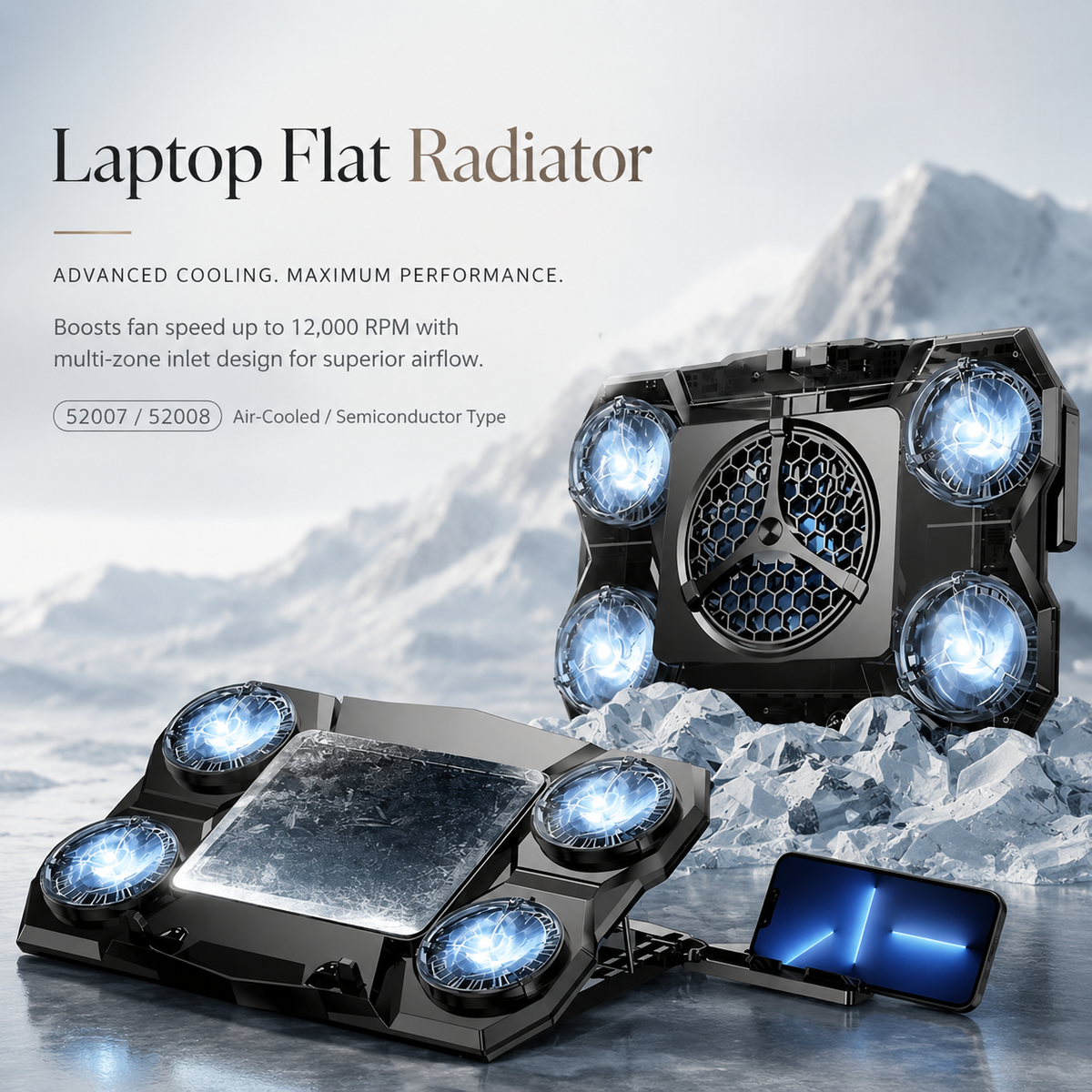 Premium Laptop Cooling Pad RGB Gaming Notebook Cooler Adjustable 6 Fan Heat Dissipation Stand Ergonomic Laptop Cooler Airflow Support Platform