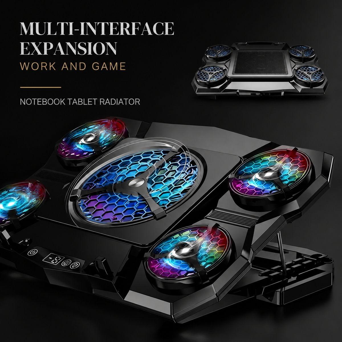Premium Laptop Cooling Pad RGB Gaming Notebook Cooler Adjustable 6 Fan Heat Dissipation Stand Ergonomic Laptop Cooler Airflow Support Platform