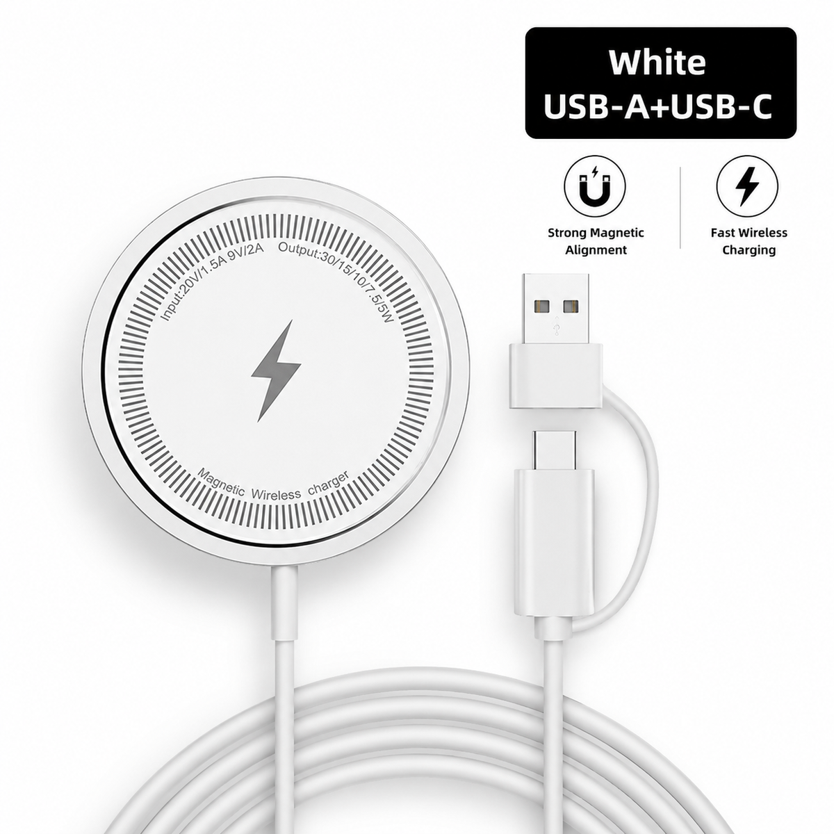 Premium MagSafe Compatible Magnetic Wireless Charger 30W Fast Wireless Charging Pad Slim Portable Dock for Smartphones and Earbuds Home Office Travel