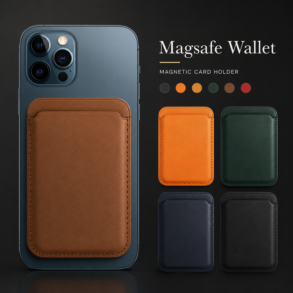 Premium MagSafe Wallet Magnetic Card Holder Detachable Leather Phone Wallet Slim Card Case Secure Card Storage Pocket Friendly Accessory Design