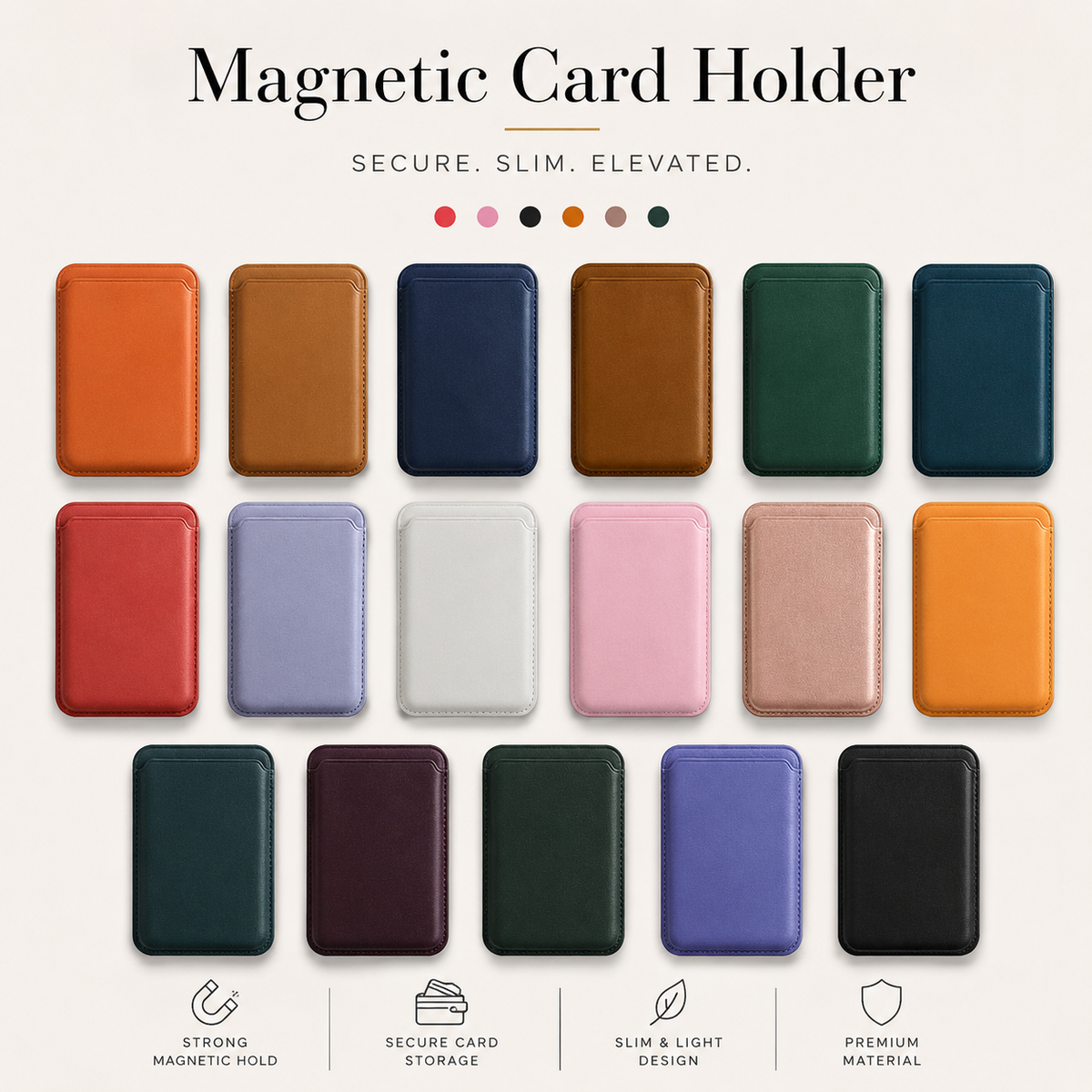 Premium MagSafe Wallet Magnetic Card Holder Detachable Leather Phone Wallet Slim Card Case Secure Card Storage Pocket Friendly Accessory Design
