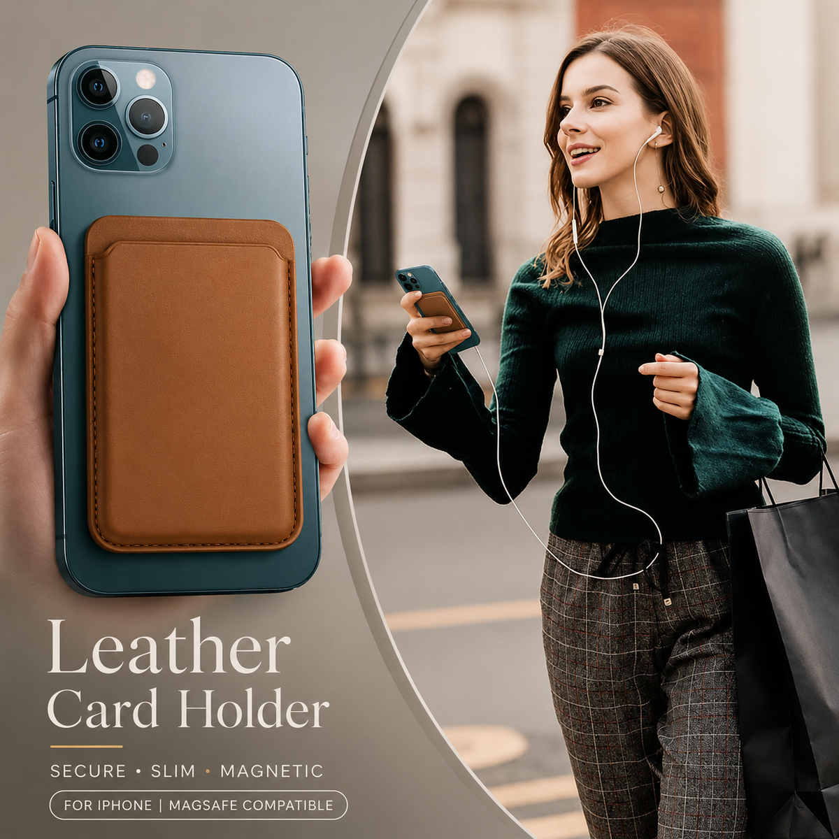 Premium MagSafe Wallet Magnetic Card Holder Detachable Leather Phone Wallet Slim Card Case Secure Card Storage Pocket Friendly Accessory Design