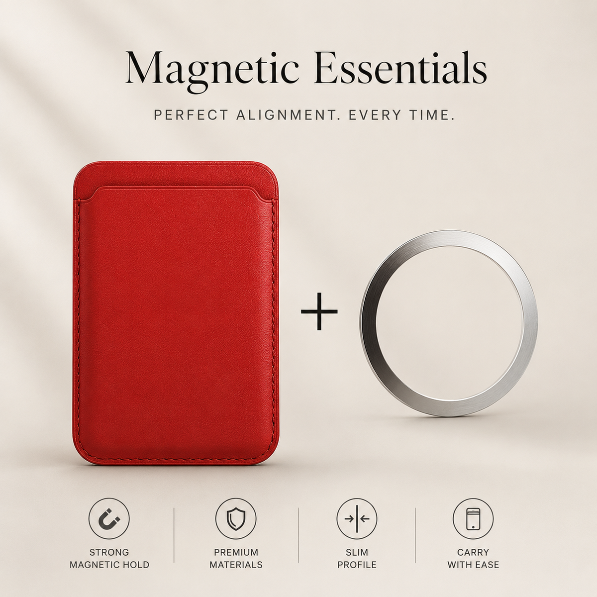 Premium MagSafe Wallet Magnetic Card Holder Detachable Leather Phone Wallet Slim Card Case Secure Card Storage Pocket Friendly Accessory Design