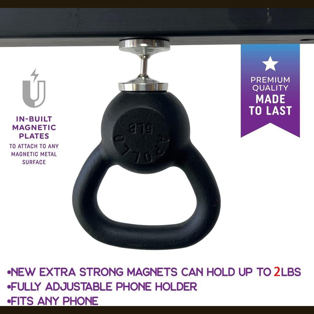 Premium Magnetic Phone Holder Dual Magnet Gym Mount 360 Rotation Secure Grip Smartphone Training Stand