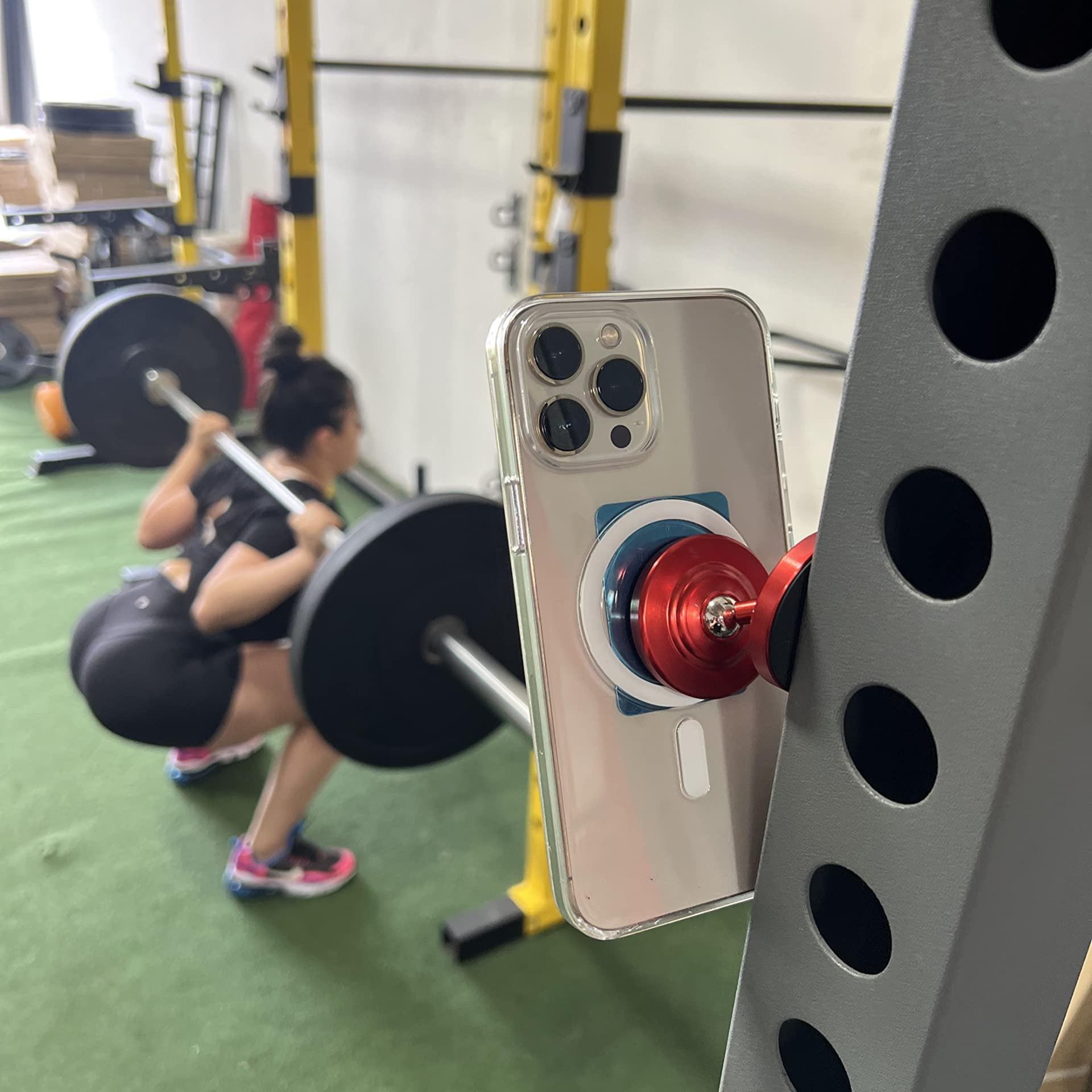Premium Magnetic Phone Holder Dual Magnet Gym Mount 360 Rotation Secure Grip Smartphone Training Stand