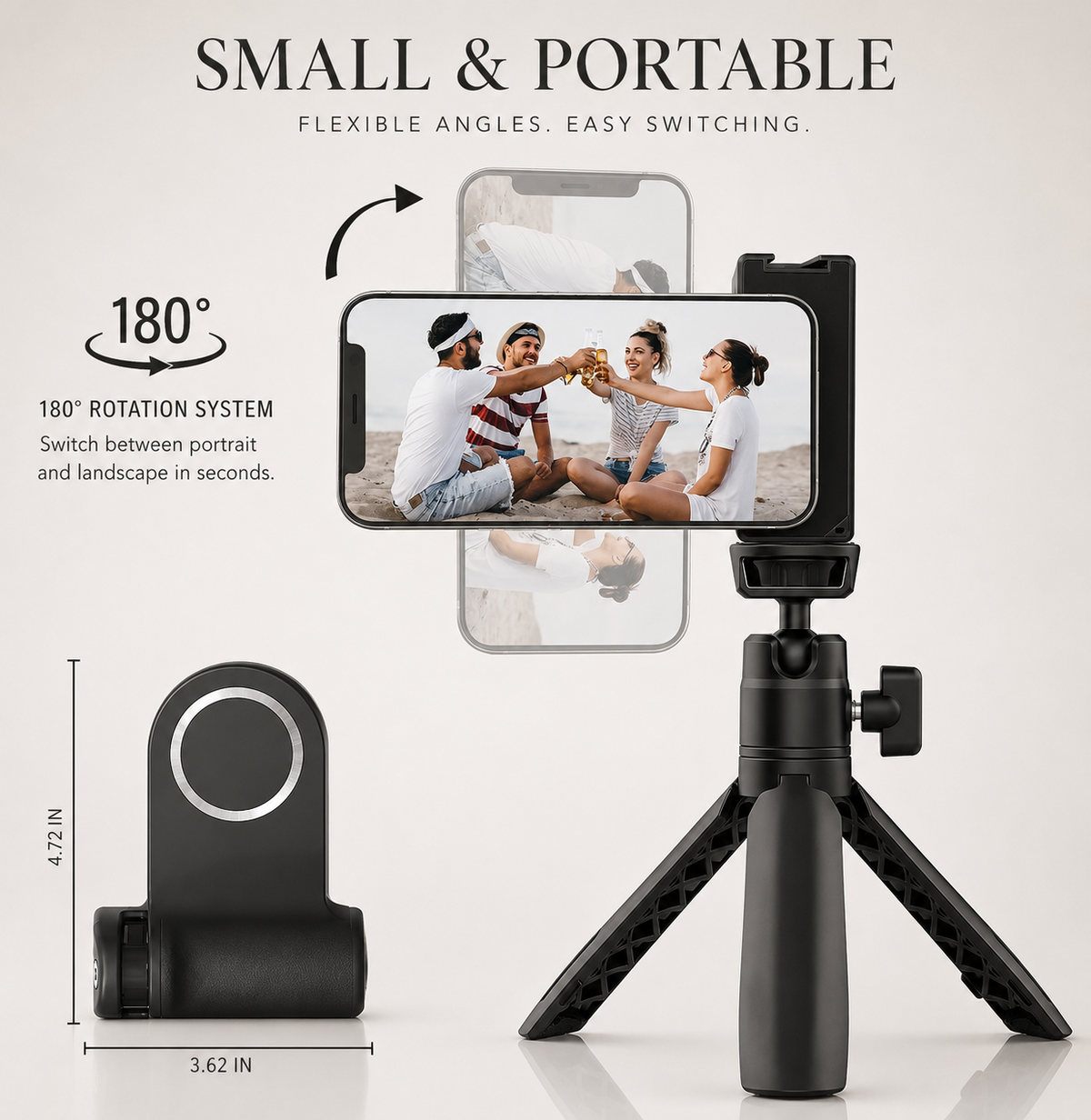 Premium Magnetic Phone Holder Stand MagSafe Compatible Bluetooth Remote Smartphone Grip Mount Video Photography Support Portable Compact Hands-Free