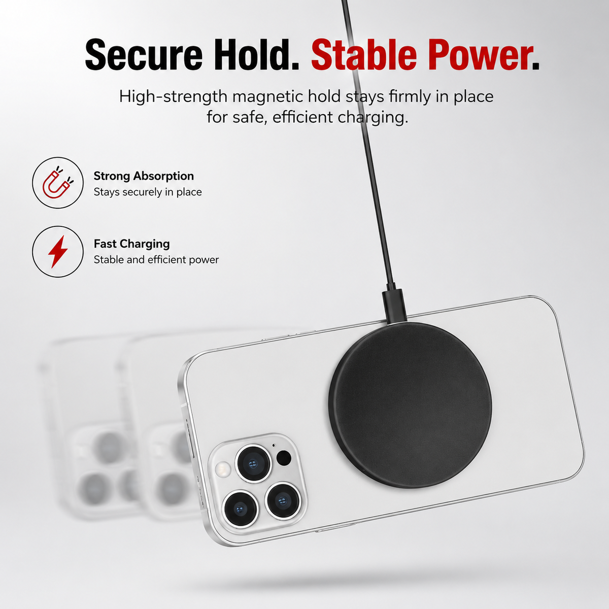 Premium Magnetic Wireless Charger Stand MagSafe Compatible 30W Fast Charging USB-C PD Charging Dock Magnetic Phone Stand Holder Desk Desktop Organizer