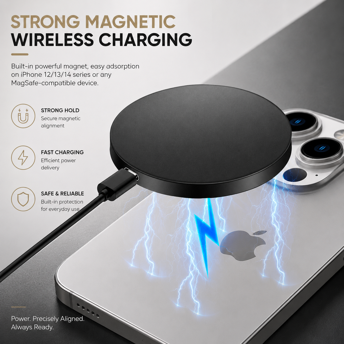 Premium Magnetic Wireless Charger Stand MagSafe Compatible 30W Fast Charging USB-C PD Charging Dock Magnetic Phone Stand Holder Desk Desktop Organizer
