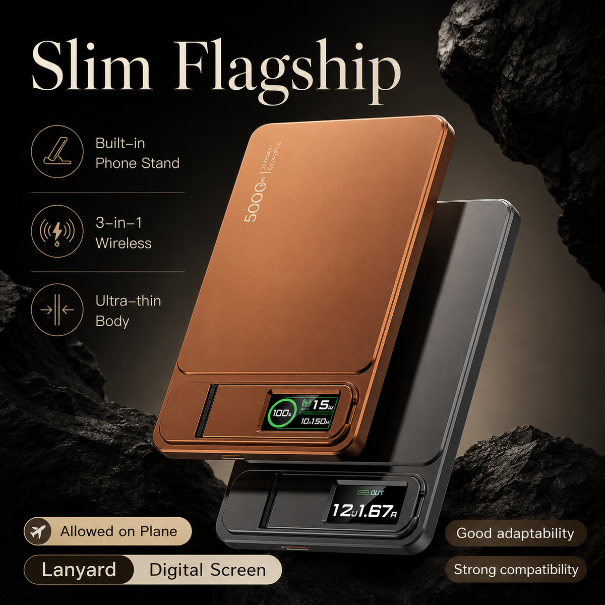 Premium Magnetic Wireless Power Bank 10000mAh 20W Fast Charging MagSafe Compatible Portable Charger Stand Digital Display Battery Pack Travel Kit