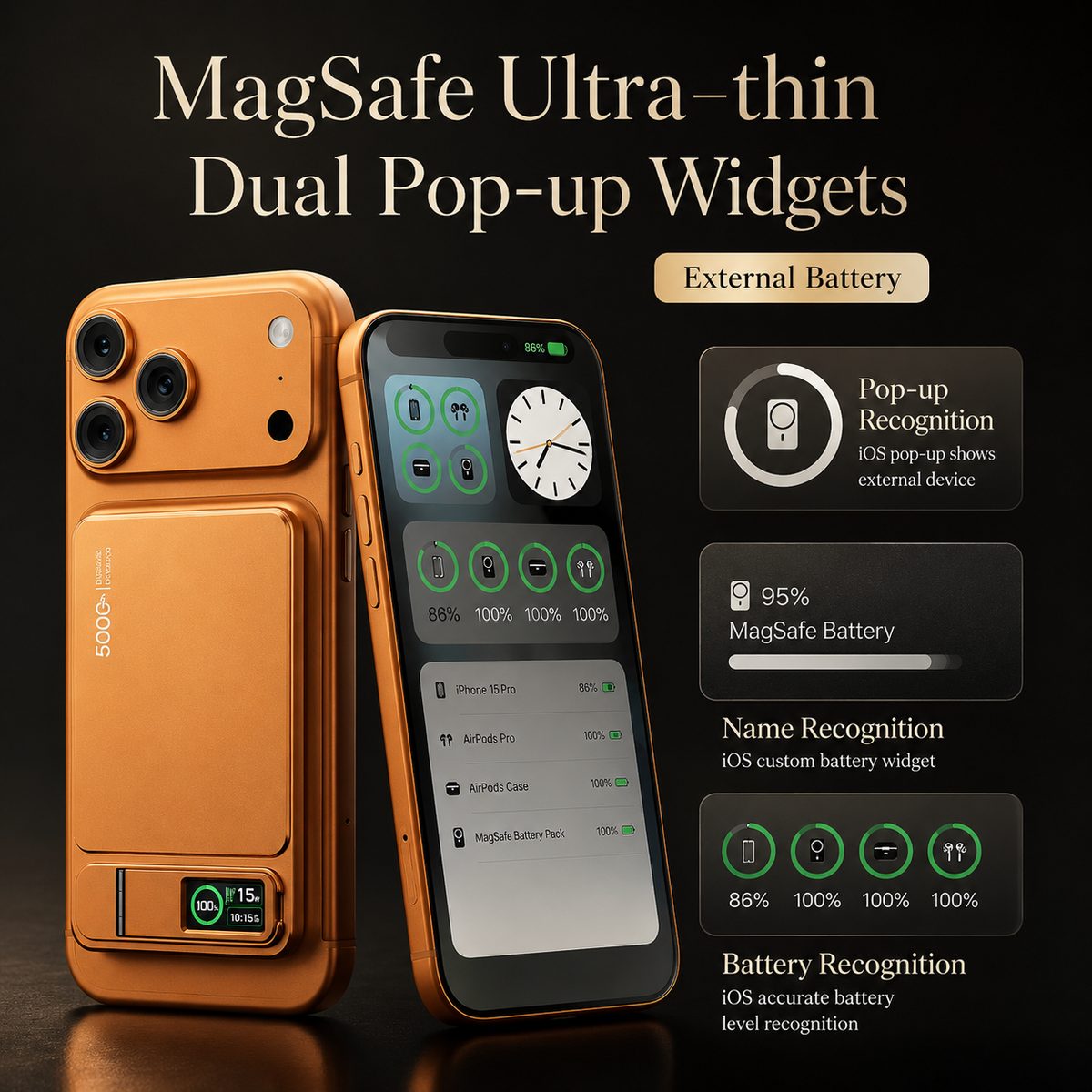 Premium Magnetic Wireless Power Bank 10000mAh 20W Fast Charging MagSafe Compatible Portable Charger Stand Digital Display Battery Pack Travel Kit