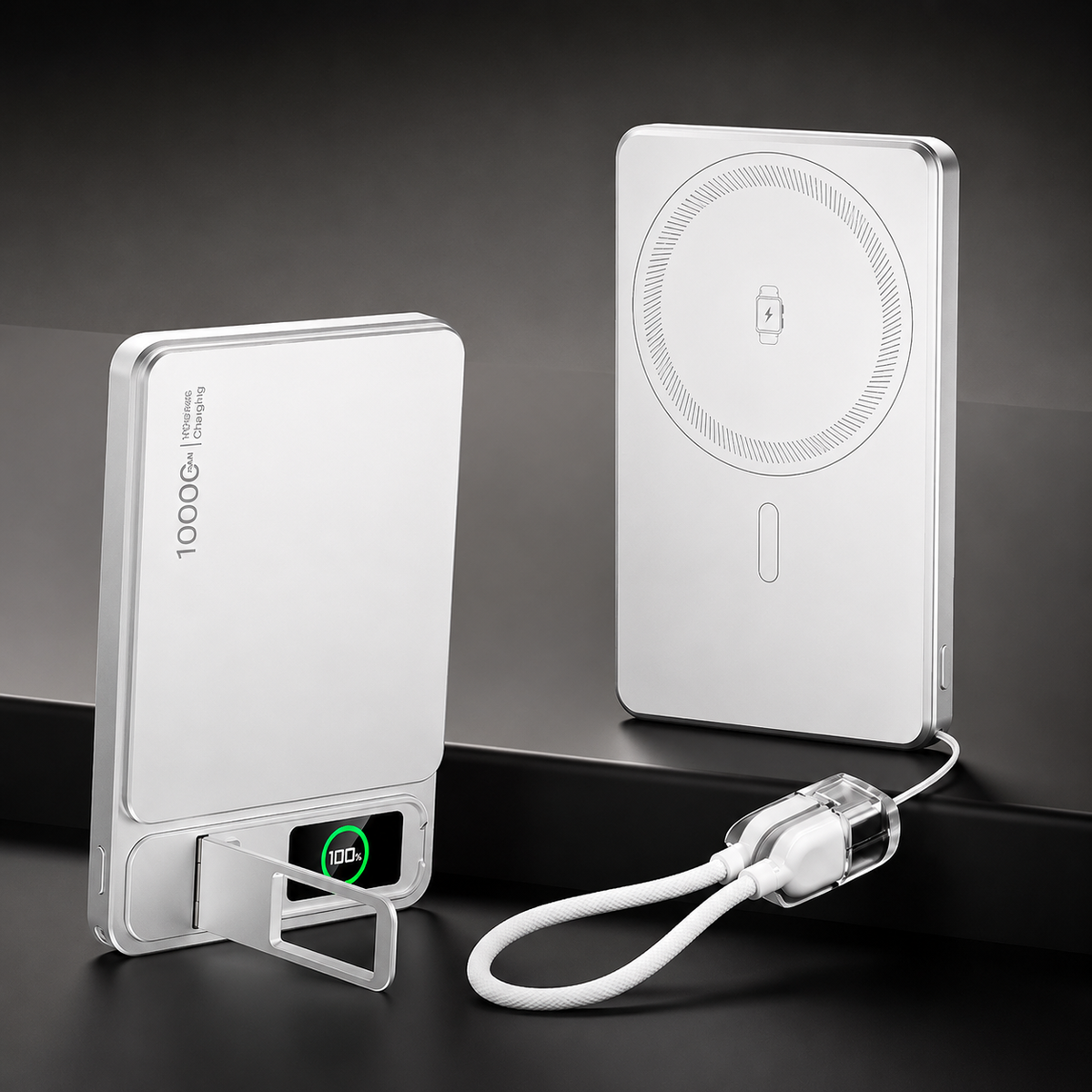 Premium Magnetic Wireless Power Bank 10000mAh 20W Fast Charging MagSafe Compatible Portable Charger Stand Digital Display Battery Pack Travel Kit