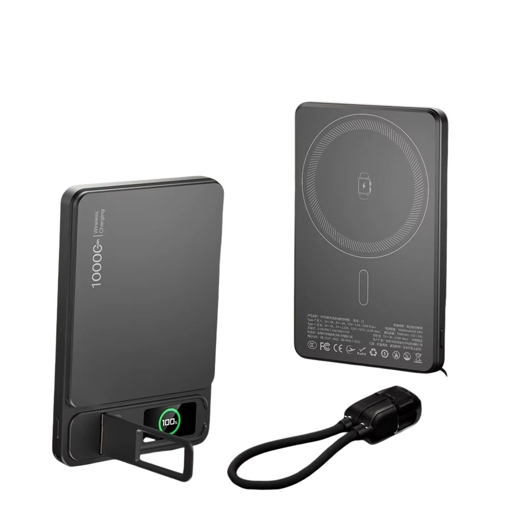 Premium Magnetic Wireless Power Bank 10000mAh 20W Fast Charging MagSafe Compatible Portable Charger Stand