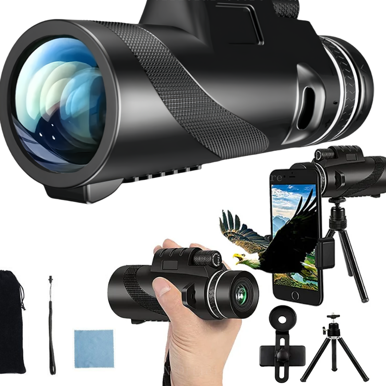 Premium Monocular Telescope HD Zoom Long Range Viewing Portable Folding Outdoor Travel Scope Smartphone Compatible
