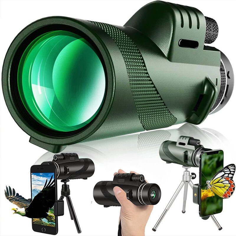 Premium Monocular Telescope HD Zoom Long Range Viewing Portable Folding Outdoor Travel Scope Smartphone Compatible