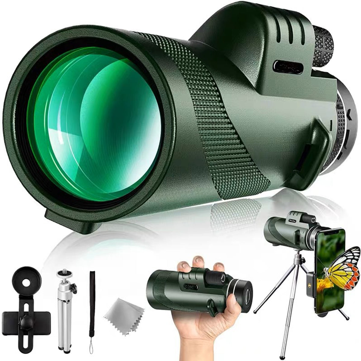 Premium Monocular Telescope HD Zoom Long Range Viewing Portable Folding Outdoor Travel Scope Smartphone Compatible