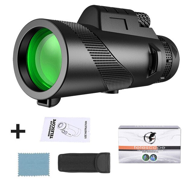 Premium Monocular Telescope HD Zoom Long Range Viewing Portable Folding Outdoor Travel Scope Smartphone Compatible