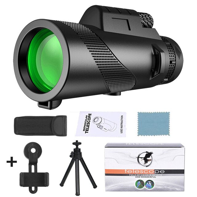 Premium Monocular Telescope HD Zoom Long Range Viewing Portable Folding Outdoor Travel Scope Smartphone Compatible