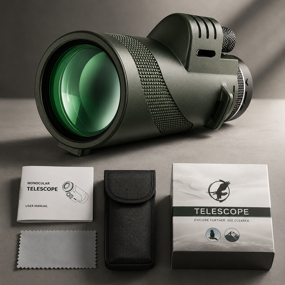 Premium Monocular Telescope Smartphone Compatible HD Optical Lens High Power Zoom Compact Travel Scope Bird Watching Hiking Camping Outdoor Viewing