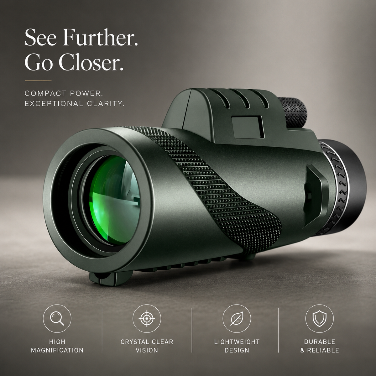 Premium Monocular Telescope Smartphone Compatible HD Optical Lens High Power Zoom Compact Travel Scope Bird Watching Hiking Camping Outdoor Viewing