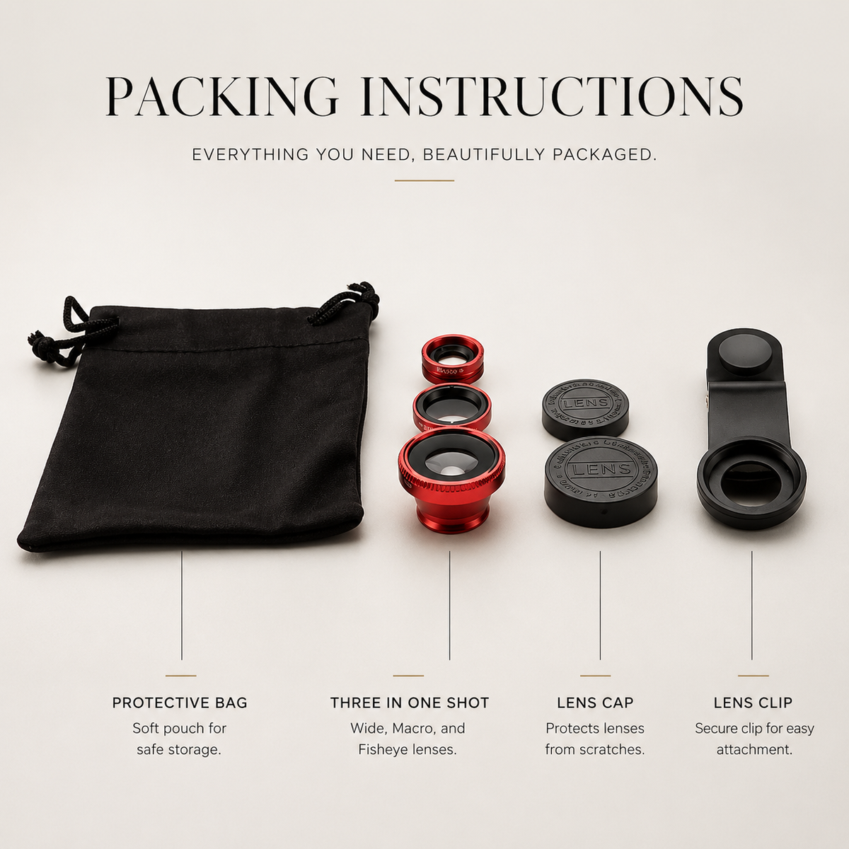 Premium Phone Camera Lens Kit 3 In 1 Fisheye Wide Angle Macro Clip-On Smartphone Photography Set Universal Portable Creative Photo Accessory Kit Pro