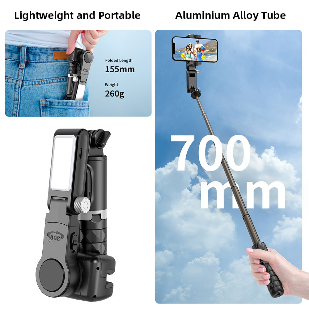 Premium Phone Gimbal Stabilizer 360 Rotation Selfie Stick Tripod Bluetooth Remote Video Photography Stand