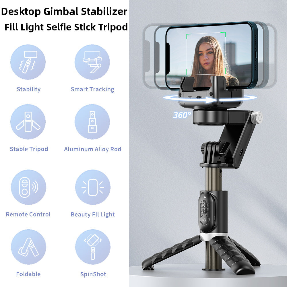 Premium Phone Gimbal Stabilizer 360 Rotation Selfie Stick Tripod Bluetooth Remote Video Photography Stand