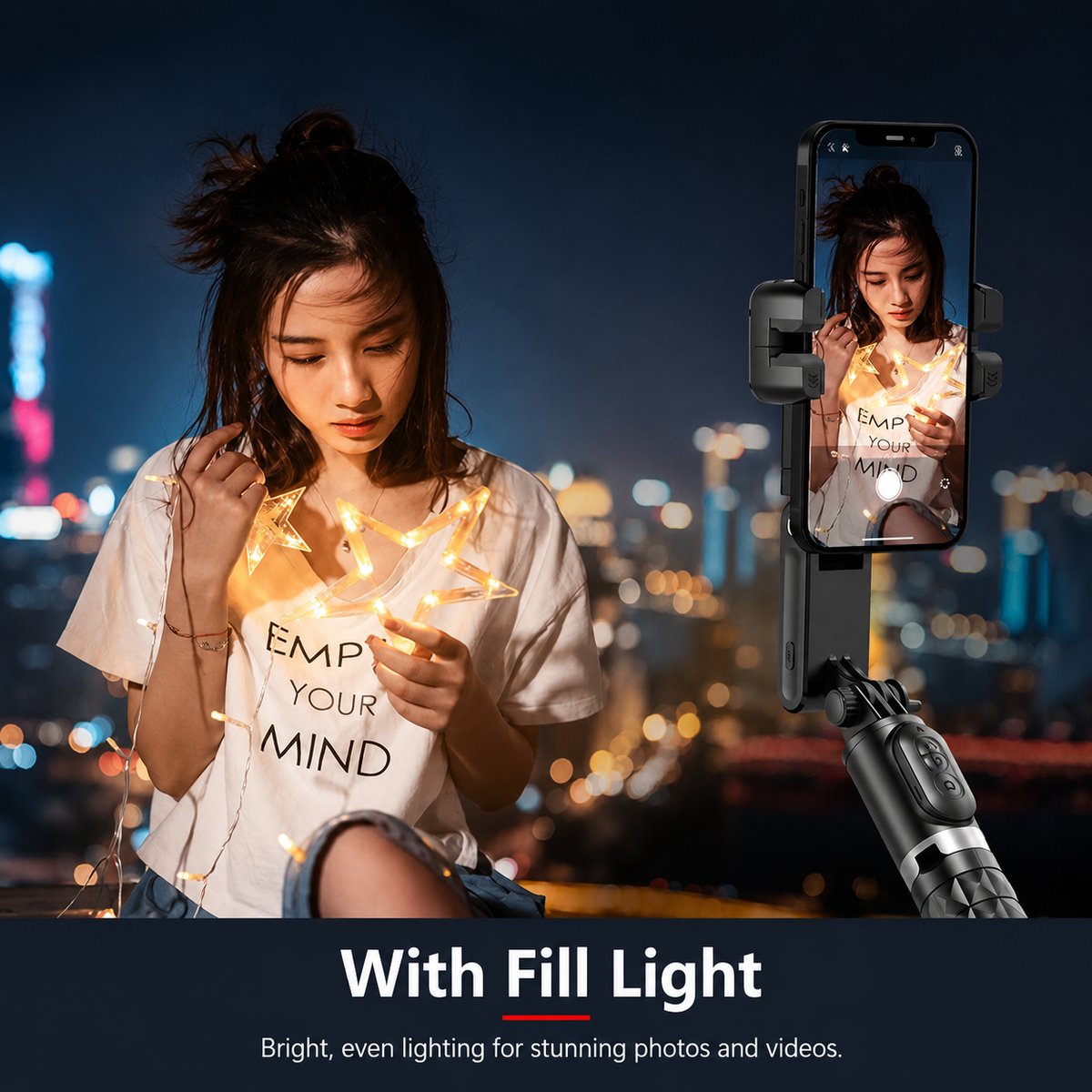 Premium Phone Gimbal Stabilizer Selfie Stick Tripod Bluetooth Remote 360 Rotation Video Photography Stand Foldable Adjustable Mount Portable Creator