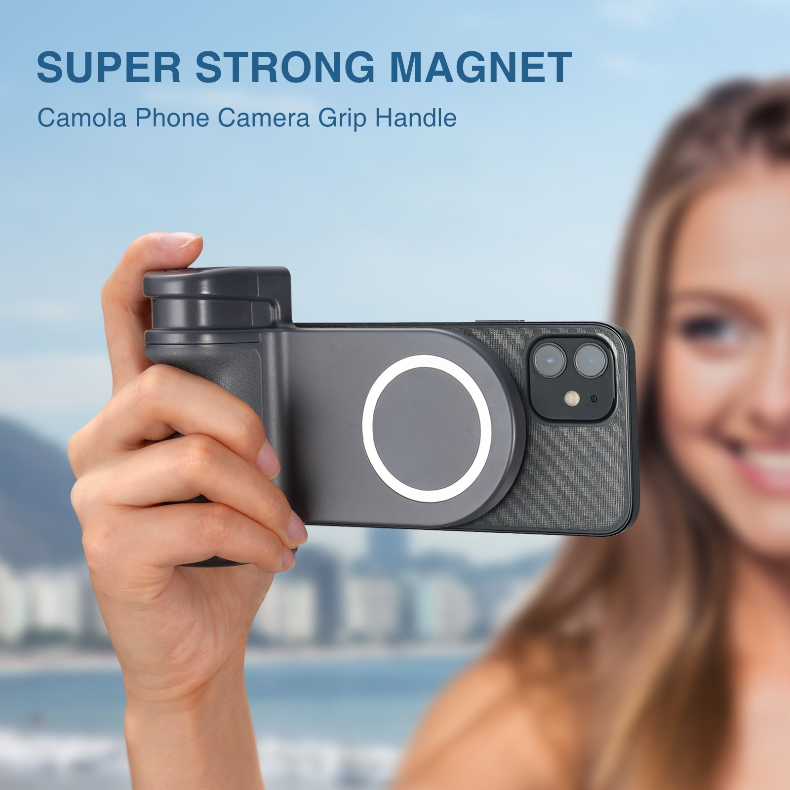 Premium Phone Holder Magnetic Grip Stand MagSafe Compatible Bluetooth Remote Smartphone Mount Video Photography Support