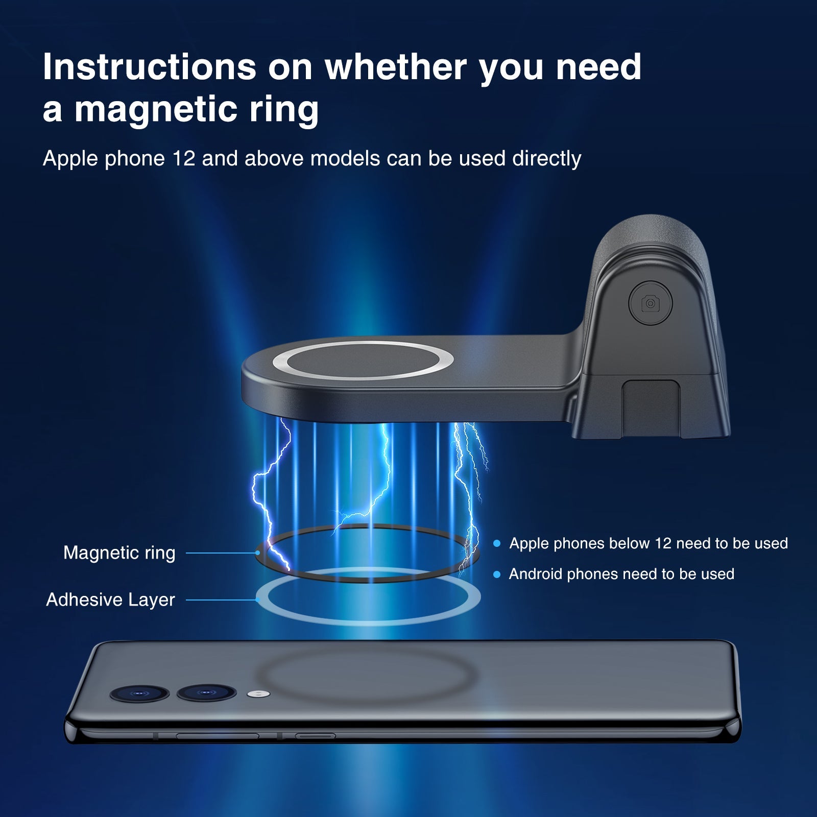Premium Phone Holder Magnetic Grip Stand MagSafe Compatible Bluetooth Remote Smartphone Mount Video Photography Support