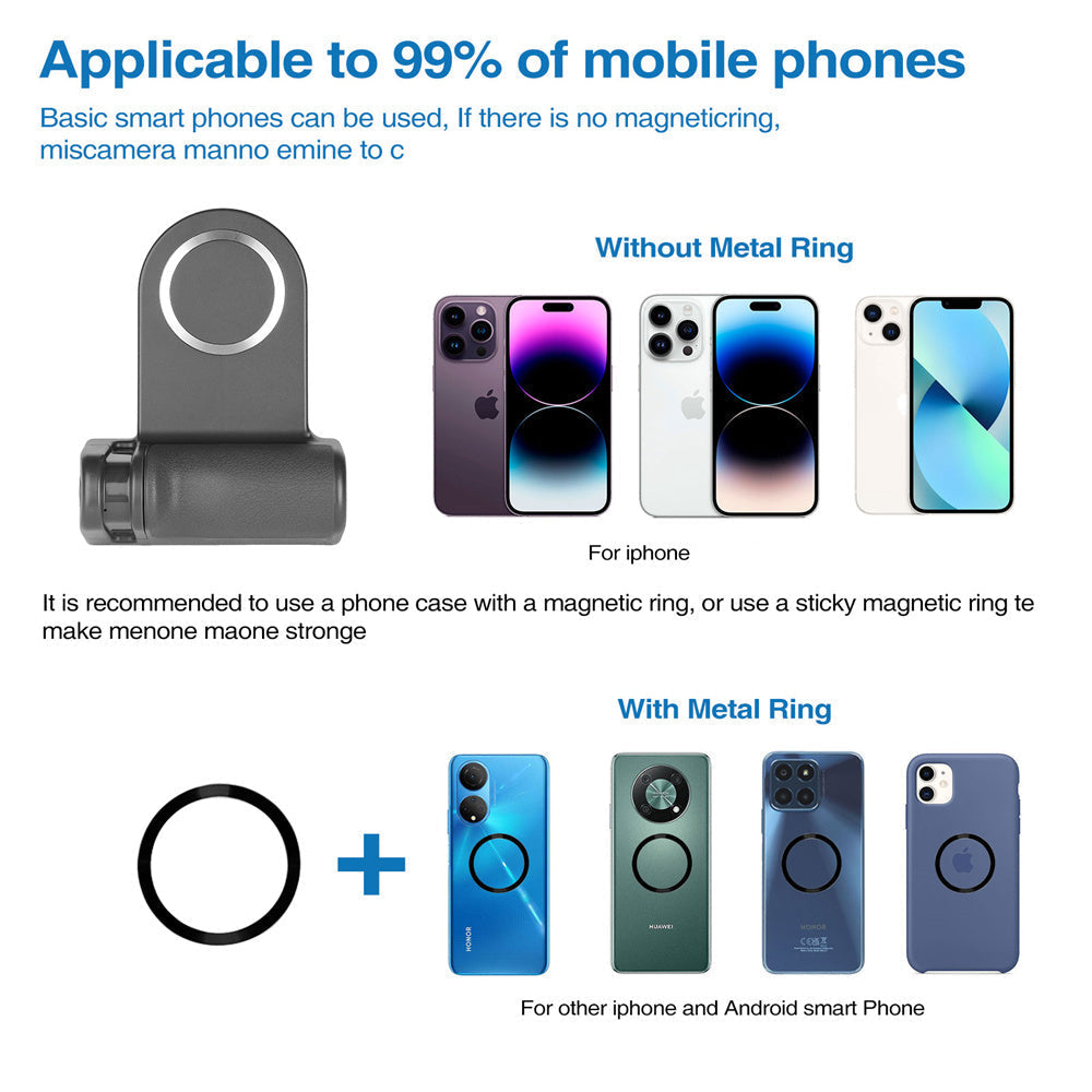 Premium Phone Holder Magnetic Grip Stand MagSafe Compatible Bluetooth Remote Smartphone Mount Video Photography Support