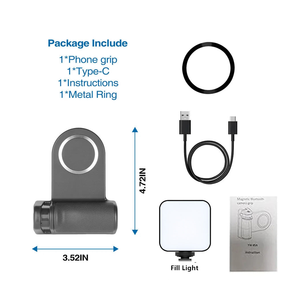 Premium Phone Holder Magnetic Grip Stand MagSafe Compatible Bluetooth Remote Smartphone Mount Video Photography Support