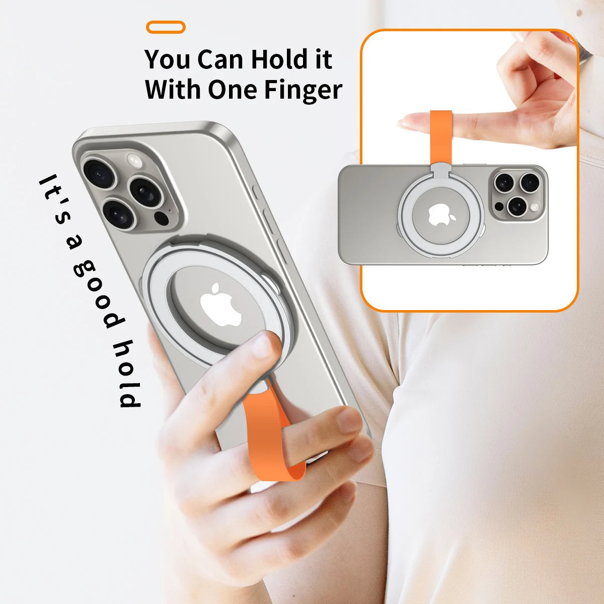 Premium Phone Ring Holder MagSafe Compatible Magnetic Grip Stand Detachable Strap Smartphone Holder