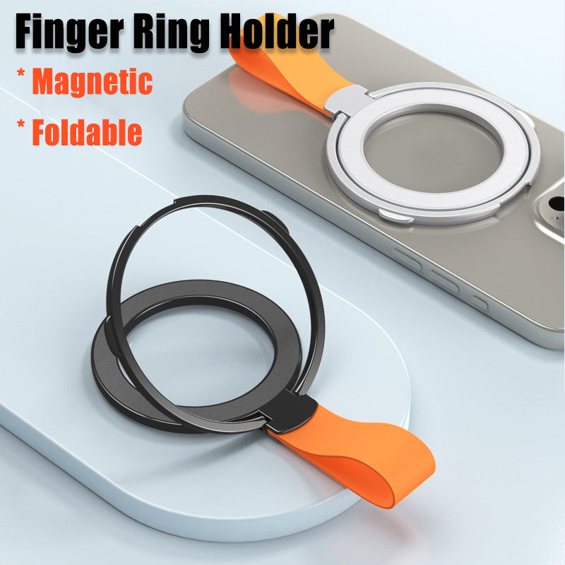Premium Phone Ring Holder MagSafe Compatible Magnetic Grip Stand Detachable Strap Smartphone Holder