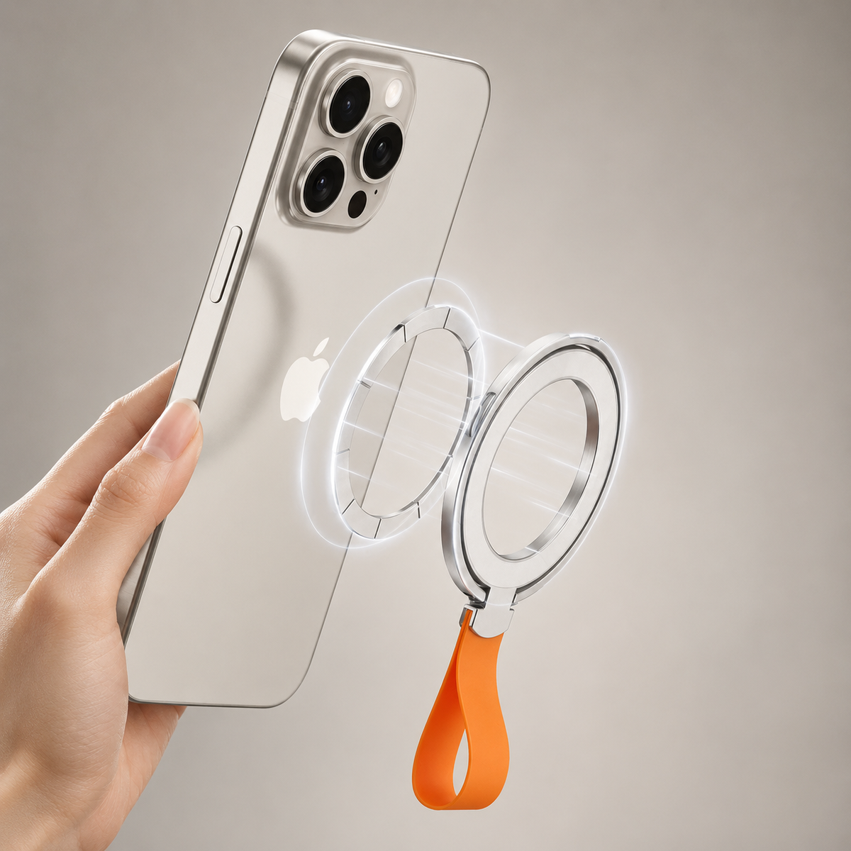 Premium Phone Ring Holder MagSafe Compatible Magnetic Grip Stand Detachable Strap Smartphone Holder Lightweight Portable Secure Design Everyday Use