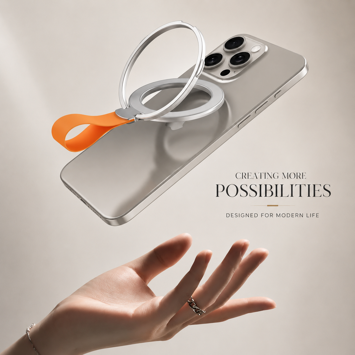 Premium Phone Ring Holder MagSafe Compatible Magnetic Grip Stand Detachable Strap Smartphone Holder Lightweight Portable Secure Design Everyday Use