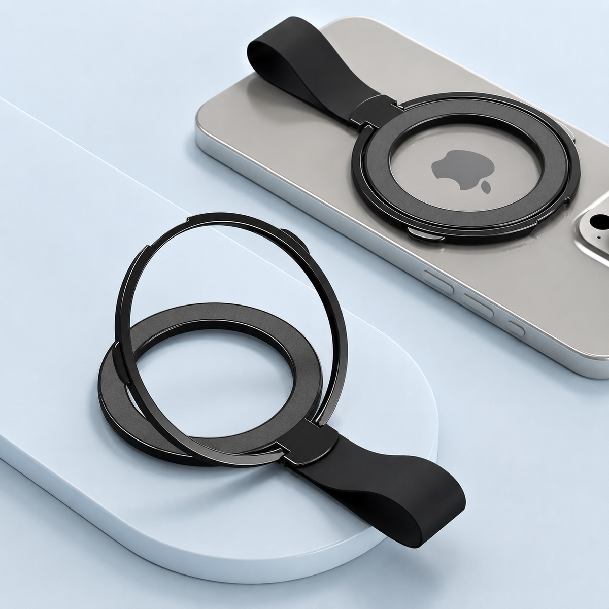 Premium Phone Ring Holder MagSafe Compatible Magnetic Grip Stand Detachable Strap Smartphone Holder Lightweight Portable Secure Design Everyday Use