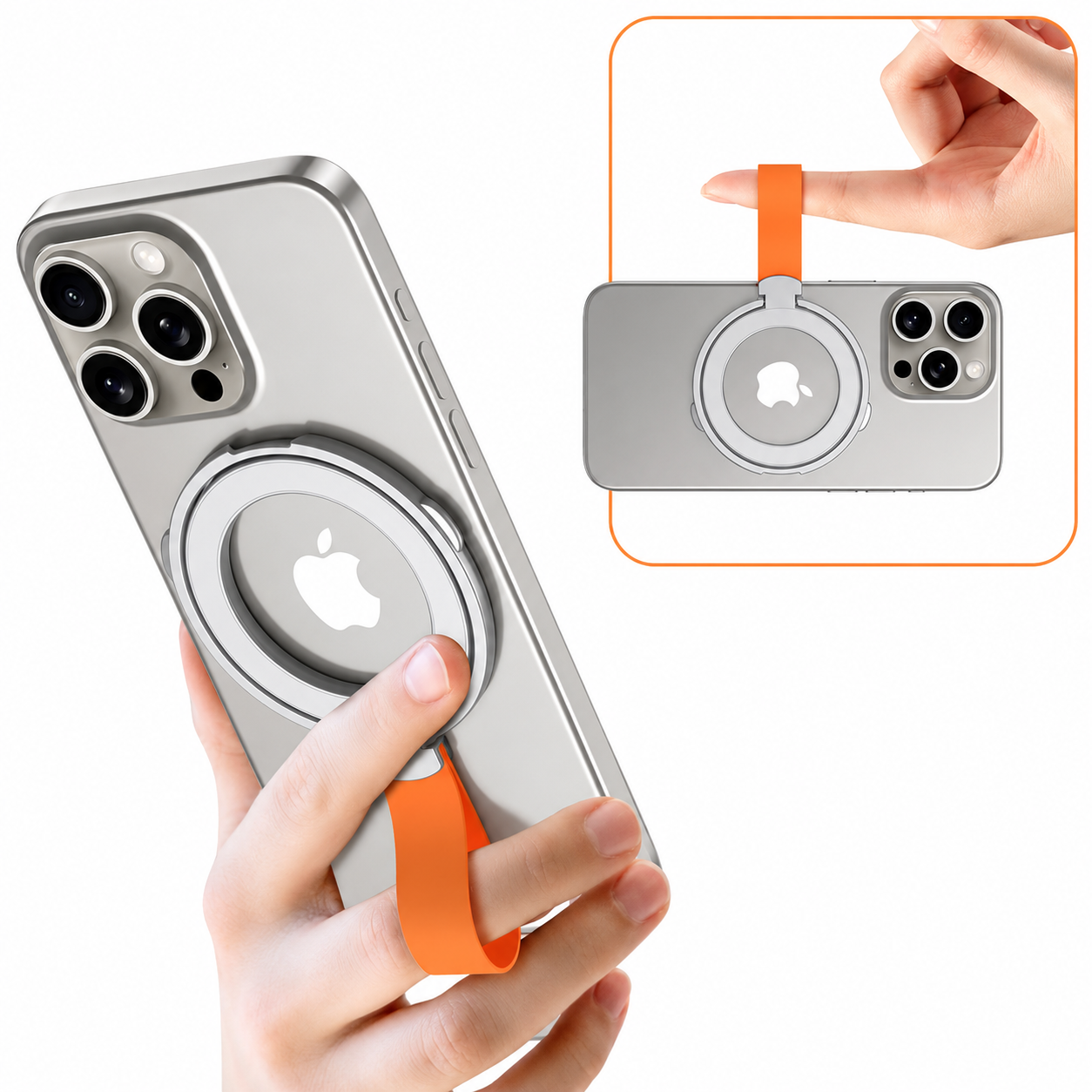 Premium Phone Ring Holder MagSafe Compatible Magnetic Grip Stand Detachable Strap Smartphone Holder Lightweight Portable Secure Design Everyday Use