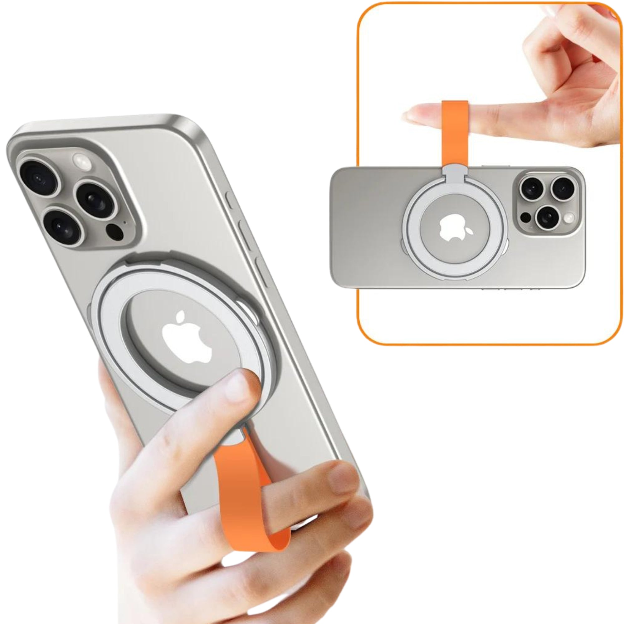 Premium Phone Ring Holder MagSafe Compatible Magnetic Grip Stand Detachable Strap Smartphone Holder