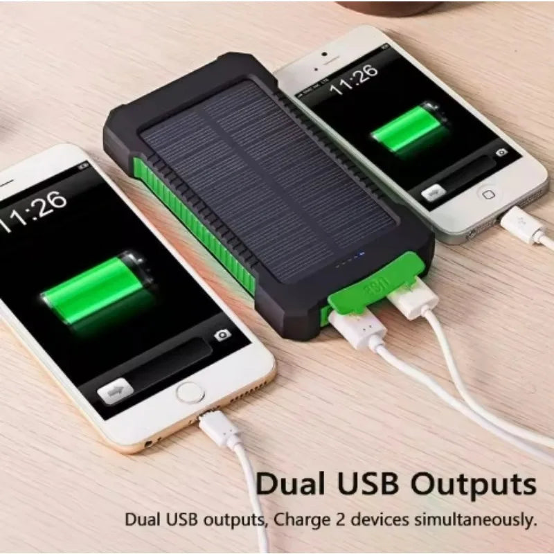 Premium Power Bank 20000mAh Solar Charger Fast Charging Portable Battery Pack LED Flashlight Outdoor Travel Charger