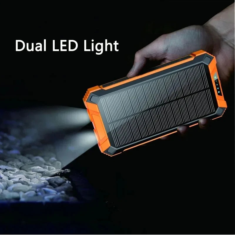Premium Power Bank 20000mAh Solar Charger Fast Charging Portable Battery Pack LED Flashlight Outdoor Travel Charger