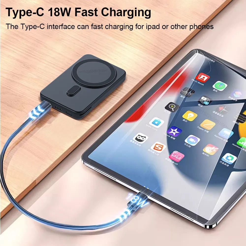 Premium Power Bank 5000mAh Magnetic Wireless Charger MagSafe Compatible 3 In 1 Portable Charging Station for Smartphone Watch and Earbuds
