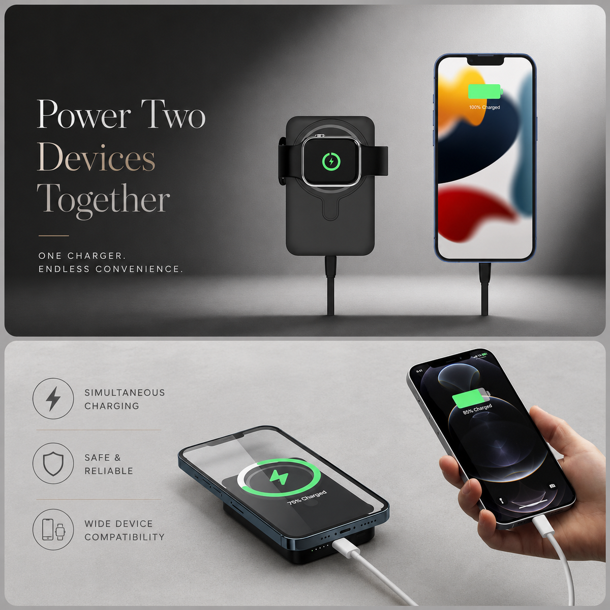 Premium Power Bank MagSafe Compatible Wireless Charger 10000mAh PD Fast Charging Magnetic Battery Pack Portable Rechargeable Charger for Travel Use