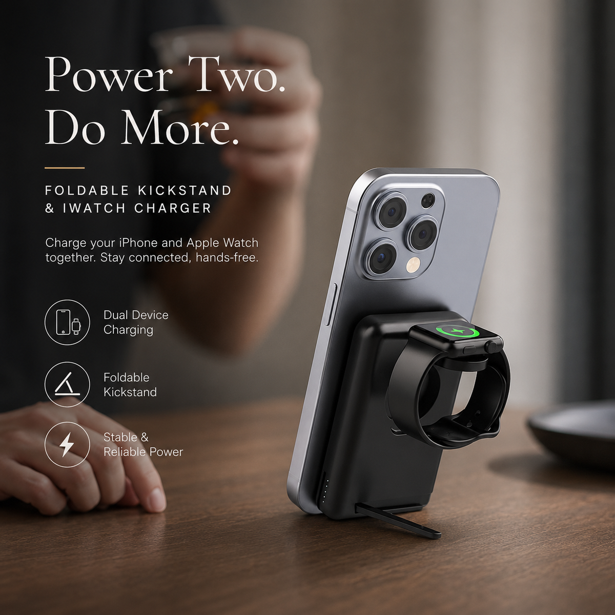 Premium Power Bank Magnetic Wireless Charger 3 In 1 Portable Charging Station 5000mAh MagSafe Compatible Phone Watch Earbuds Fast Travel Charger