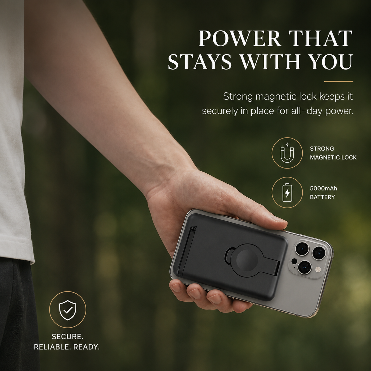Premium Power Bank Magnetic Wireless Charger 3 In 1 Portable Charging Station 5000mAh MagSafe Compatible Phone Watch Earbuds Fast Travel Charger