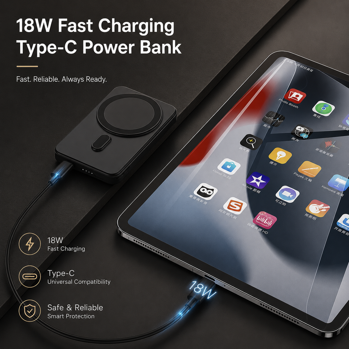 Premium Power Bank Magnetic Wireless Charger 3 In 1 Portable Charging Station 5000mAh MagSafe Compatible Phone Watch Earbuds Fast Travel Charger